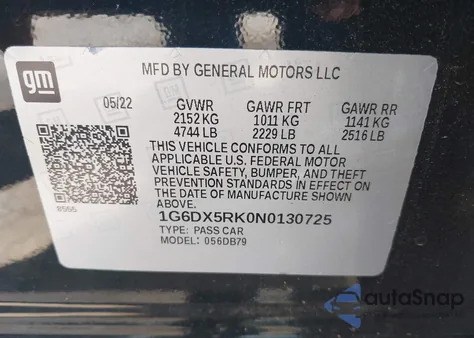 2022 Cadillac Ct5 Luxury из США, поврежденный, VIN 1G6DX5RK0N0130725